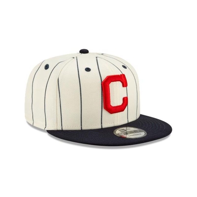 Cleveland Indians Gorra | New Era MLB Pinstripe 9fifty Snapback Cap Mexico - Blancos